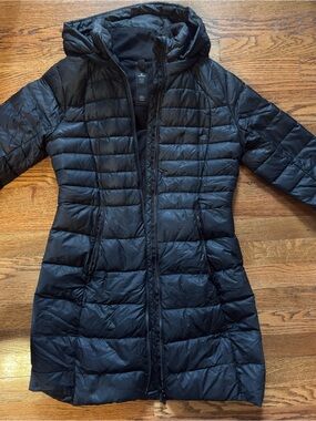 lululemon athletica Black Hooded Long Puffer Jacket